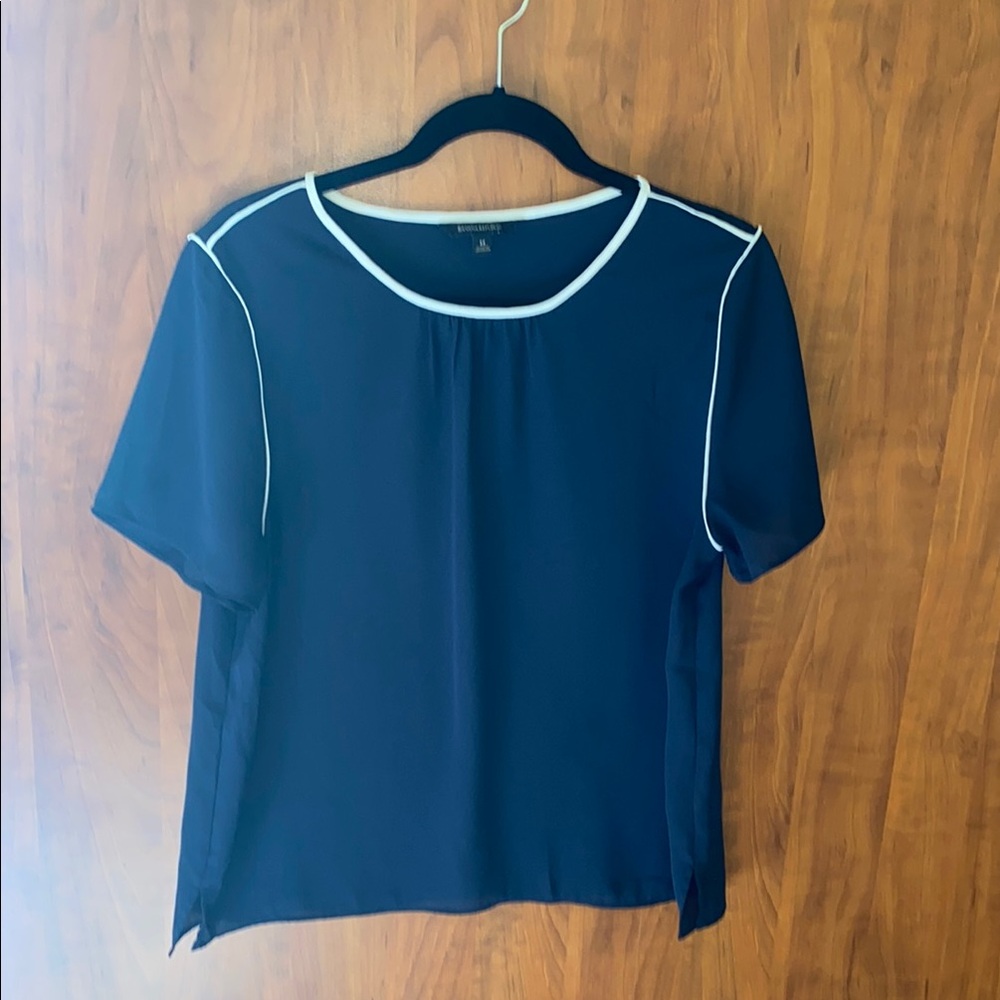 Banana Republic Navy Blouse with White Piping